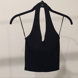 Topshop Black Ribbed Halter Top